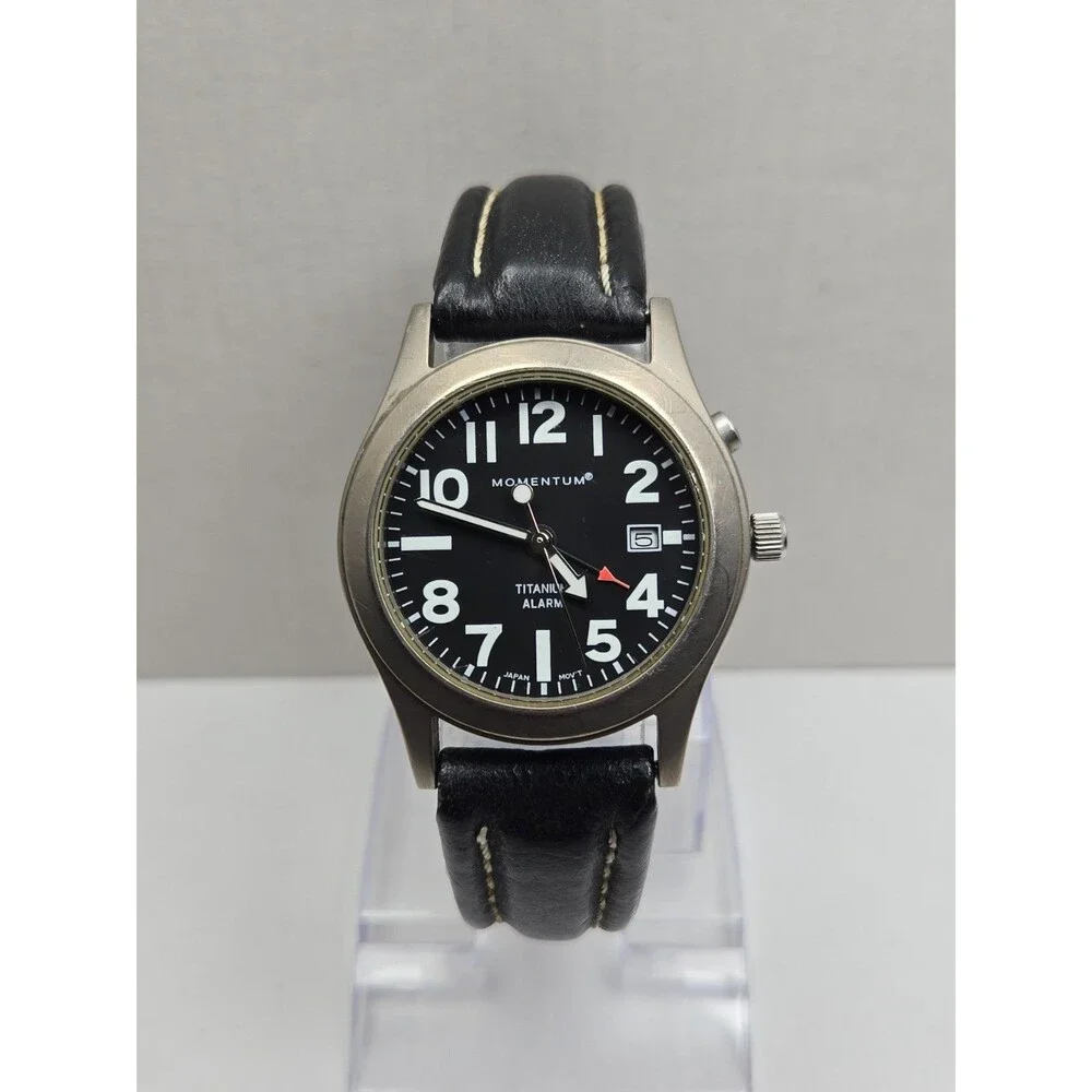 Momentum Pathfinder Alarm Titanium Mens Watch SP50 Black Dial 10ATM New Battery